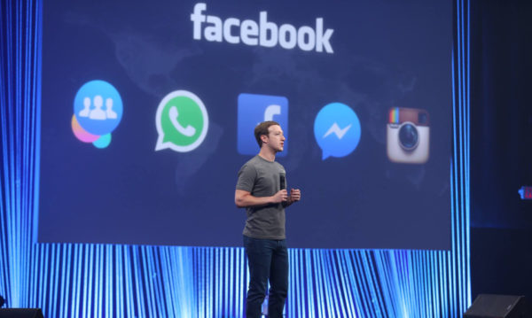 Facebook CEO Mark Zuckerberg talks to the crowd at the F8 annual developer conference. Photo: Facebook