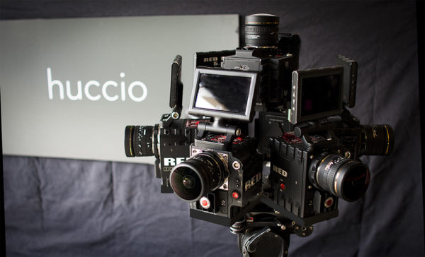 Huccio's custom-built 42K camera rig, made up of Red Dragon cameras. Photo: Huccio